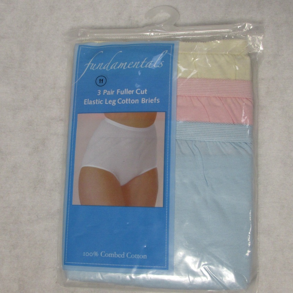 Vtg SEARS Fundamentals 3 Pair Fuller Cut Cotton Briefs Panty Size 11 NOS